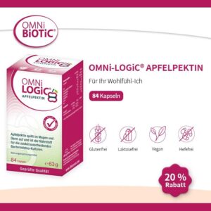 [Deals Für Dich] OMNi-LOGiC APFELPEKTIN, 84 Kapseln, Ballaststoffe, Natürliches Apfelpektin, Vegan & Lactosefrei, 63 g, für Bacteroidetes-Bakterien, ideal zur Ergänzung einer einseitigen Ernährung
