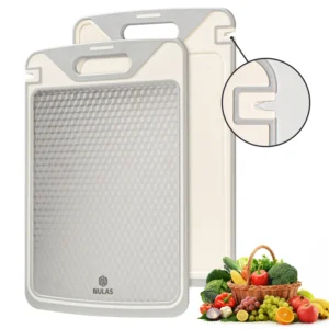 NULAS 2-in-1 Stainless Steel & Non-Toxic PP Cutting Board - Durable Titanium-Infused Chopping Board for Kitchen, Double-Sided Design for Food Separation, Easy to Clean, Ideal Kitchen Gift, Titanium Cutting Board
