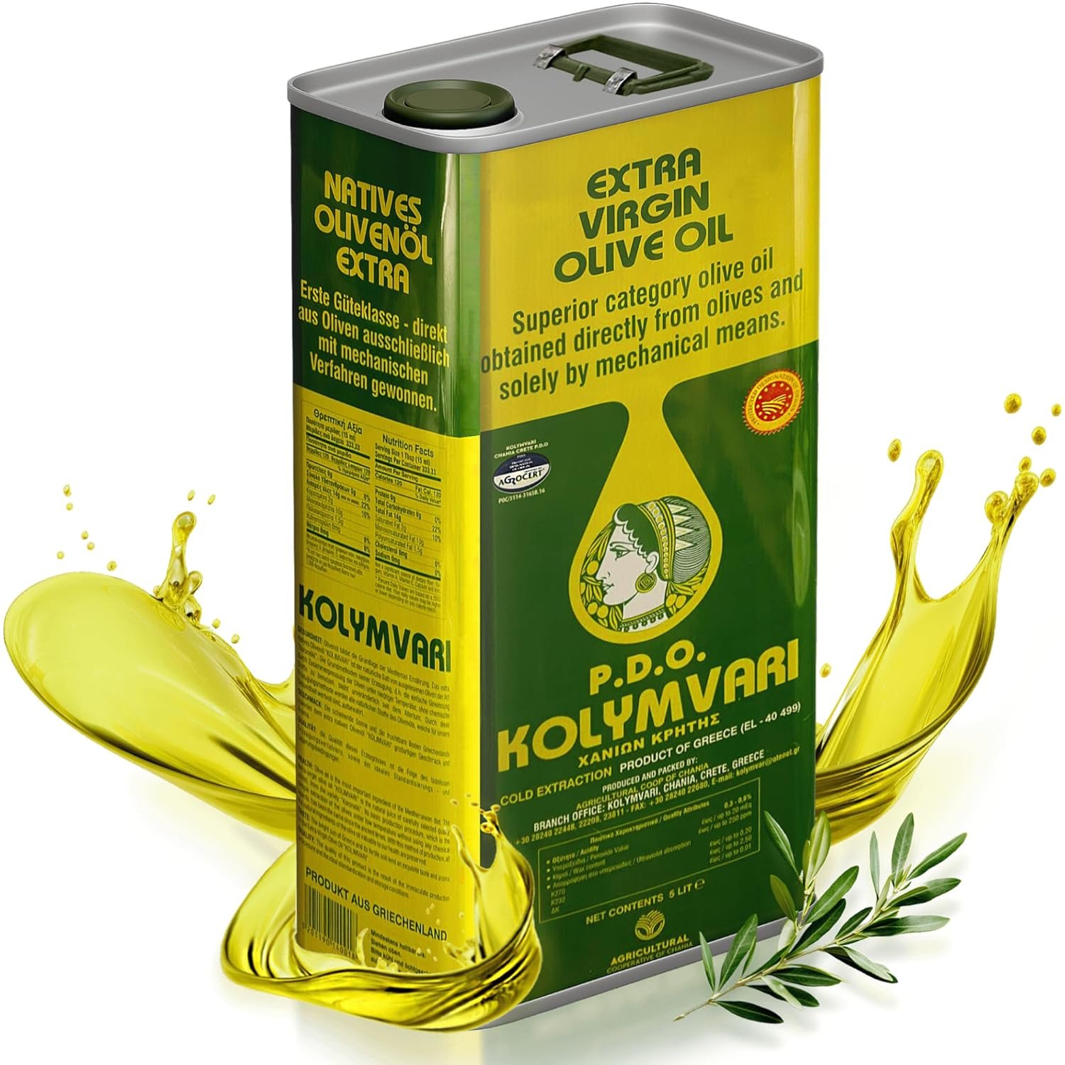 Kolymvari P.D.O. Premium Olivenöl – 5L Kanister – Extra Nativ aus Kreta | 100% Koroneiki Oliven | Kaltextraktion & Handernte | Nährstoffreich und naturrein | Höchste Qualität mit niedrigem Säuregehalt für Gesundheit und Geschmack - Image 5